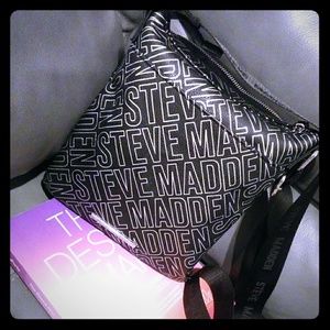 Steve Madden Black and White Logo Crossbody Bag